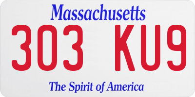 MA license plate 303KU9