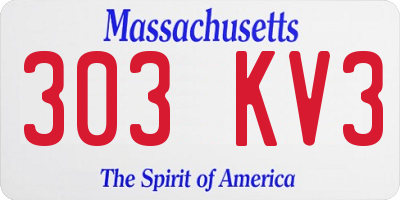 MA license plate 303KV3