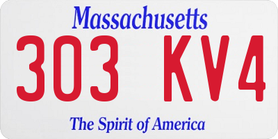 MA license plate 303KV4