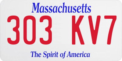 MA license plate 303KV7