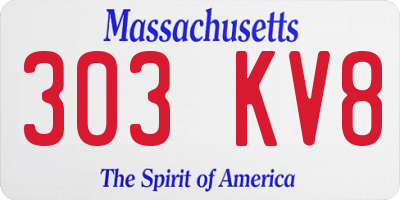 MA license plate 303KV8