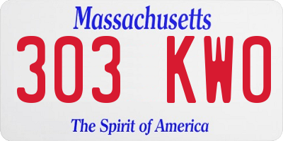 MA license plate 303KW0