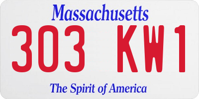 MA license plate 303KW1