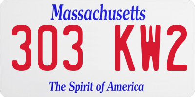 MA license plate 303KW2