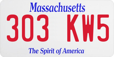 MA license plate 303KW5