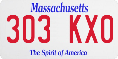 MA license plate 303KX0