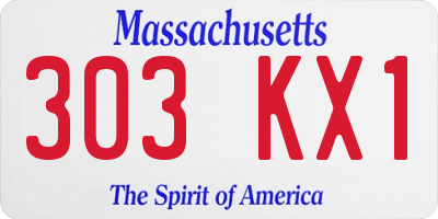 MA license plate 303KX1