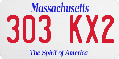 MA license plate 303KX2
