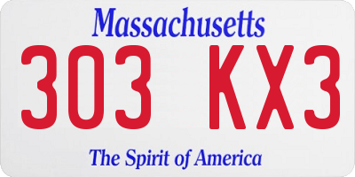 MA license plate 303KX3
