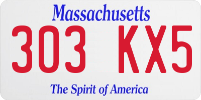 MA license plate 303KX5