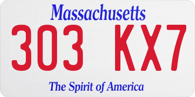 MA license plate 303KX7