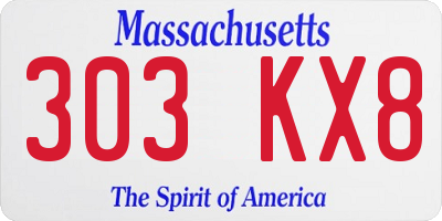 MA license plate 303KX8