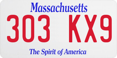 MA license plate 303KX9
