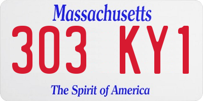 MA license plate 303KY1
