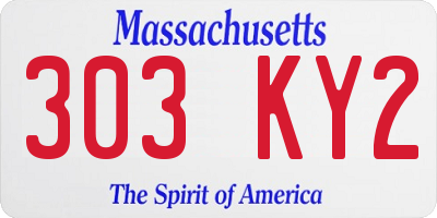 MA license plate 303KY2