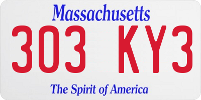 MA license plate 303KY3