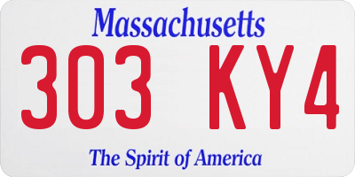 MA license plate 303KY4