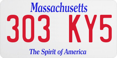 MA license plate 303KY5