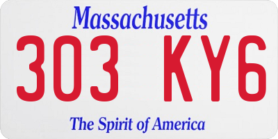 MA license plate 303KY6