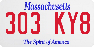 MA license plate 303KY8