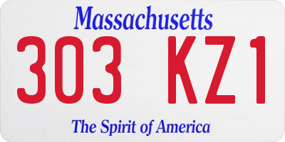 MA license plate 303KZ1
