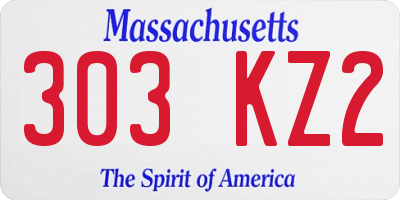 MA license plate 303KZ2