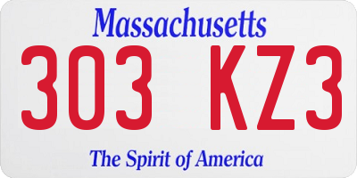 MA license plate 303KZ3