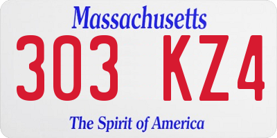 MA license plate 303KZ4