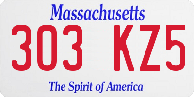 MA license plate 303KZ5