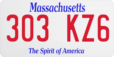 MA license plate 303KZ6