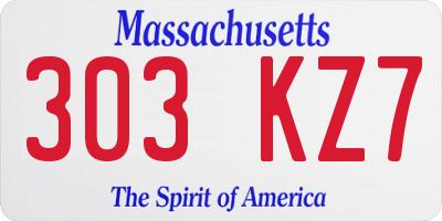 MA license plate 303KZ7