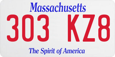 MA license plate 303KZ8