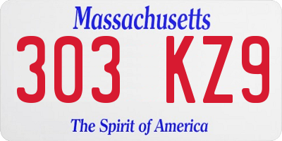 MA license plate 303KZ9