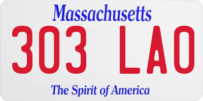 MA license plate 303LA0