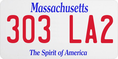 MA license plate 303LA2