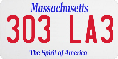 MA license plate 303LA3