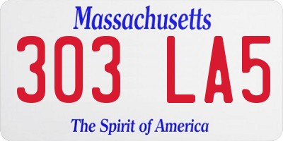 MA license plate 303LA5