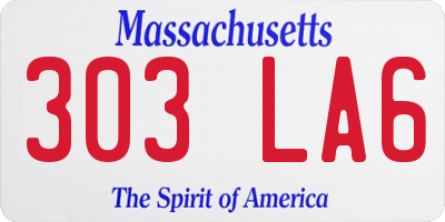 MA license plate 303LA6