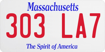 MA license plate 303LA7