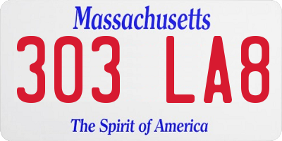 MA license plate 303LA8