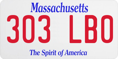 MA license plate 303LB0