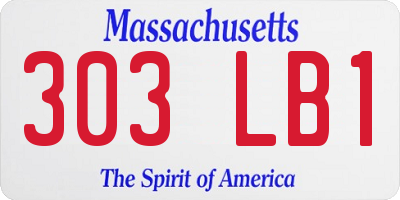 MA license plate 303LB1