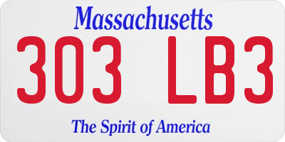 MA license plate 303LB3