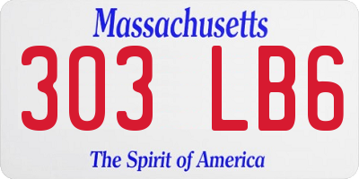 MA license plate 303LB6