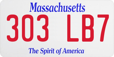 MA license plate 303LB7