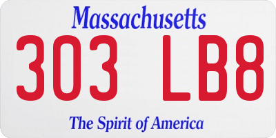 MA license plate 303LB8