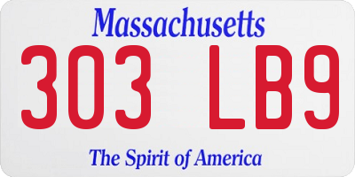 MA license plate 303LB9