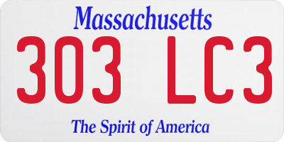 MA license plate 303LC3
