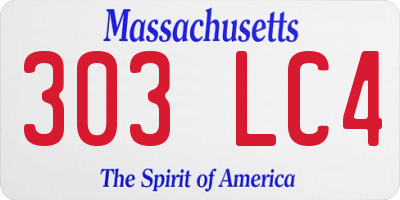 MA license plate 303LC4