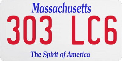 MA license plate 303LC6